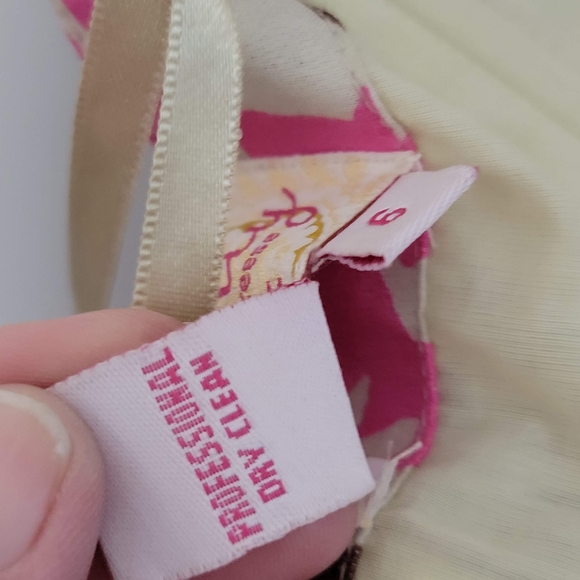 Anthro Plenty by Tracy Reese pink brown geo strapless silk blend dress size 6 - Picture 8 of 8